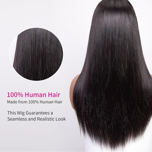 HUMAN HAIR Straight Lace Front Wig 5x5 HD 180 Density Glueless in Natural Black - Picture 4 of 13